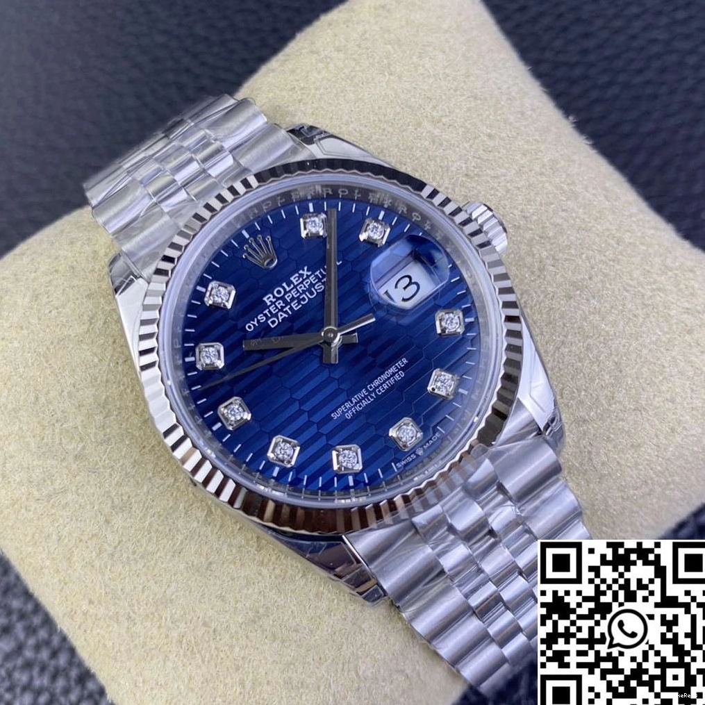Blue M126234 Dial Diamond Rolex 36MM Steel Hourmarker Motif Factory Clean Stainless Datejust 1007